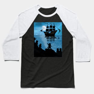 Cats and Ships in the Night Baseball T-Shirt